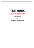 Test Bank For Basic Geriatric Nursing  7th Edition By Patricia A. Williams |All Chapters,  2024|