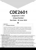 CDE2601 Assignment 2 &lpar;ANSWERS&rpar; 2024 - DISTINCTION GUARANTEED
