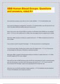 SBB Human Blood Groups&period; Questions  and answers&comma; rated A&plus;&sol; LATEST EXAM PREDICTIONS UPDATES&comma; APPROVED&period; 
