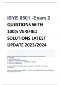 LATEST ISYE 6501 -Exam 2 QUESTIONS WITH 100% VERIFIED SOLUTIONS LATEST UPDATE  2024