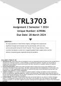 TRL3703 Assignment 2 &lpar;ANSWERS&rpar; Semester 1 2024 - DISTINCTION GUARANTEED
