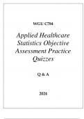 WGU C784 APPLIED HEALTHCARE STATISTICS OBJECTIVE ASSESSMENT PRACTICE QUIZZES 