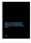 WGU C214-ASSESSMENT: FINANCIAL MANAGEMENT (PVCC 2024 Already Passed 100%)