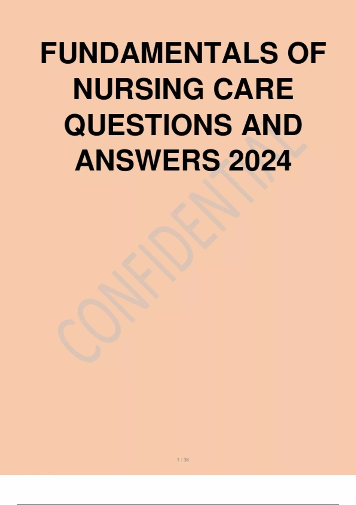 FUNDAMENTALS OF NURSING CARE QUESTIONS AND ANSWERS 2024. - FUNDAMENTALS ...