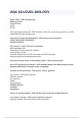 AQA AS LEVEL BIOLOGY Exam 2024 Questions & Answers Guaranteed Pass&period;