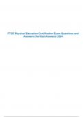 FTCE Physical Education Certification Exam Questions and Answers (Verified Answers) 2024
