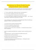 Foundations for Mental Health Nursing ATIQUESTION AND ANSWER 