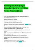Leading and Managing in  Canadian Nursing 1st Edition  Yoder-Wise Test Bank