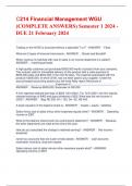 C214 Financial Management WGU &lpar;COMPLETE ANSWERS&rpar; Semester 1 2024 - DUE 21 February 2024