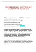 PHARM HESI V1 315 QUESTIONS AND  ANSWERS WITH RATIONALES