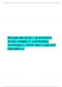 PHARM 180 QUIZ 3 QUESTIONS WITH CORRECT ANSWERED ANSWERS LATEST 2024 ALREADY GRADED A&plus;   