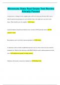 Minnesota State Real Estate Bundled Exams Questions and Answers Multiple Versions &lpar;2024&sol;2025&rpar; &lpar;Complete and Accurate&rpar;