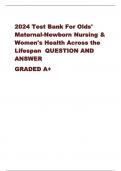 2024 Test Bank For Olds'  Maternal-Newborn Nursing &  Women's Health Across the  Lifespan QUESTION AND  ANSWER  GRADED A+