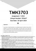 TMN3703 Assignment 1 &lpar;ANSWERS&rpar; 2024 &lpar;392647&rpar; - DISTINCTION GUARANTEED