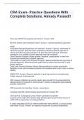 CRA Exam- Practice Questions With Complete Solutions&comma; Already Passed&excl;&excl;&period;