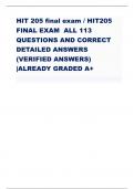 HIT 205 final exam / HIT205 FINAL EXAM ALL 113 QUESTIONS AND CORRECT DETAILED ANSWERS (VERIFIED ANSWERS) |ALREADY GRADED A+