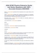 AQA GCSE Physics Extensive Scalar and Vector Questions with 100% Accurate Answers 2023/2024