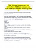 WGU Change Management and Innovation - C208 assessment test questions and answers already graded a+