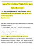 State of Colorado Motor Vehicle Dealer Board Mastery Exam Questions and Answers &lpar;2024 &sol; 2025&rpar; &lpar;Verified Answers&rpar;
