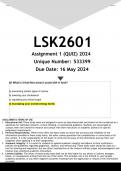 LSK2601 Assignment 1 &lpar;QUIZ ANSWERS&rpar; 2024 &lpar;533399&rpar; - DISTINCTION GUARANTEED