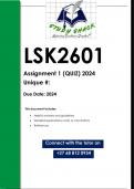 LSK2601 Assignment 1 (QUALITY ANSWERS) 2024