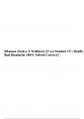 iHuman Jessica A Walbertz 22 y/o Student CC: Really Bad Headache 100% Solved Correct!! 