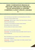 BODY COMPOSITION PROGRAM&sol;  MILITARY APPEARANCE PROGRAM  EXAM &vert; QUESTIONS & ANSWERS  &lpar;VERIFIED&rpar; &vert; LATEST UPDATE &vert; GRADED  A&plus;