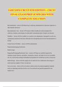 IAHCSMM CRCST 8TH EDITION - CRCST FINAL EXAM PREP JCSPD 2024 WITH COMPLETE SOLUTION