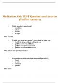 Medication Aide TEST Updated Questions and Answers (2024/2025) Verified Answers