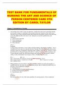 TEST BANK FOR FUNDAMENTALS OF  NURSING THE ART AND SCIENCE OF  PERSON CENTERED CARE 9TH  EDITION BY CAROL TAYLOR