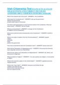 Utah Citizenship Test EXAM ACTUAL EXAM  100 QUESTIONS AND CORRECT DETAILED  ANSWERS &lpar;100&percnt; VERIFIED ANSWERS&rpar; &vert;AGRADE
