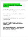 Community Nursing Exam with Complete Questions And Answers Graded A&plus;