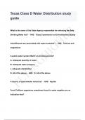 Texas Class D Water Distribution study guide QUESTIONS & ANSWERS 2024 ( A+ GRADED 100% VERIFIED)