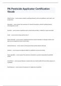PA Pesticide Applicator Certification Vocab questions and answers rated A+