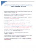 ANSWER KEY FOR 16TH EDITION CNPR PHARMACEUTICAL SALES REPS EXAM&sol; 2022-2024 GRADED A&plus;