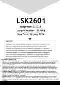 LSK2601 Assignment 2 (ANSWERS) 2024 (533684) - DISTINCTION GUARANTEED