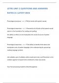 LETRS UNIT 2 QUESTIONS AND ANSWERS RATED A&plus; LATEST 2024