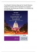 Test Bank & Solution Manual for South-Western  Federal Taxation 2024 Essentials of Taxation  Individuals and Business Entities, 27th Edition By  Annette Nelle