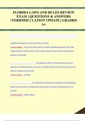 FLORIDA LAWS AND RULES REVIEW  EXAM &vert; QUESTIONS & ANSWERS  &lpar;VERIFIED&rpar; &vert; LATEST UPDATE &vert; GRADED  A&plus;