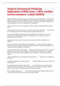 Virginia Commercial Pesticide Applicators CORE exam &vert; 100&percnt; verified correct answers &vert; Latest 2024&sol;25