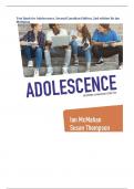 Test Bank for Adolescence&comma; Second Canadian Edition&comma; 2nd edition By Ian  McMaha