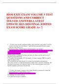 HESI EXIT EXAM VOLUME 5 TEST  QUESTIONS AND CORRECT  SOLVED ANSWERS LATEST  UPDATE 2023-2024 FINAL EDITED  EXAM SCORE GRADE A&plus; &excl;&excl;
