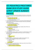 BEST REVIEW ATI PEDIATRICS PROCTORED EXAM 2019 STUDY GUIDE LATEST UPDATE ALREADY  PASSED