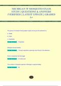 MICHIGAN 7F MOSQUITO EXAM  STUDY &vert; QUESTIONS & ANSWERS  &lpar;VERIFIED&rpar; &vert; LATEST UPDATE &vert; GRADED  A&plus;