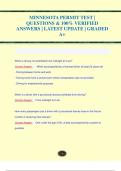 MINNESOTA PERMIT TEST &vert;  QUESTIONS & 100&percnt; VERIFIED ANSWERS &vert; LATEST UPDATE &vert; GRADED  A&plus;MINNESOTA PERMIT TEST &vert;  QUESTIONS & 100&percnt; VERIFIED ANSWERS &vert; LATEST UPDATE &vert; GRADED  A&plus;