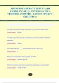 MINNESOTA PERMIT TEST FLASH  CARDS EXAM &vert; QUESTIONS & 100&percnt;  VERIFIED ANSWERS &vert; LATEST UPDATE &vert;  GRADED A&plus;MINNESOTA PERMIT TEST FLASH  CARDS EXAM &vert; QUESTIONS & 100&percnt;  VERIFIED ANSWERS &vert; LATEST UPDATE &vert;  GRADED A&plus;