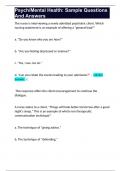 Psych&sol;Mental Health&colon; Sample Questions  And Answers 