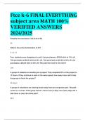 BEST ANSWERS Ftce k-6 FINAL EVERYTHING subject area MATH 100&percnt;  VERIFIED ANSWERS  2024&sol;2025
