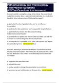 Pathophysiology and Pharmacology Final Practice Questions &lpar;ATI&sol;Test&sol;Questions And Answers&rpar;