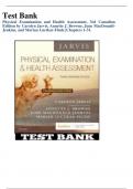 Test Bank - Physical Examination and Health Assessment, 3rd Canadian Edition (Jarvis, 2019) | All Chapters | ISBN: 9781771721547| A+